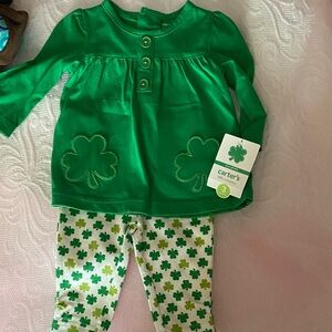 Carter's Green Shamrock Top and Pants Set